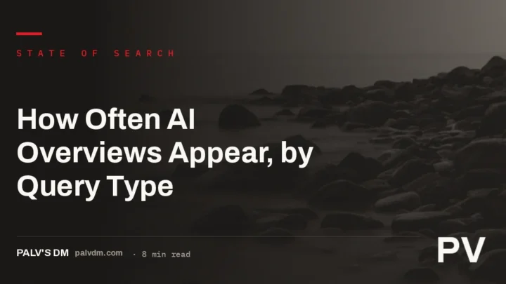Abstract long-exposure light trails representing AI Overviews appearing across different search query types