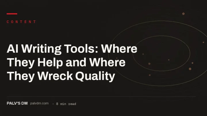 Dark server and cable infrastructure representing AI writing tools and automated content generation