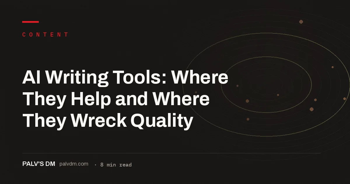Dark server and cable infrastructure representing AI writing tools and automated content generation