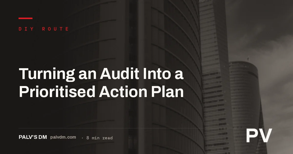 Editorial illustration representing turning an SEO audit into a prioritised action plan