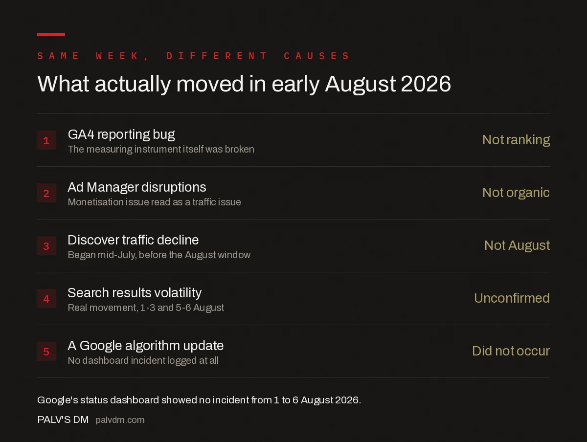 What actually moved during the August 2026 Google volatility window