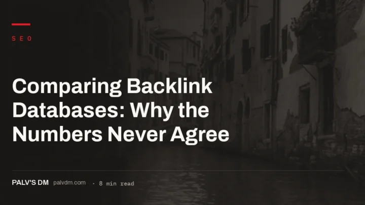 Comparing backlink databases across SEO tools, abstract architectural grid background