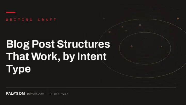 Hero image for Blog Post Structures That Work, by Intent Type, a PalV's DM writing craft guide