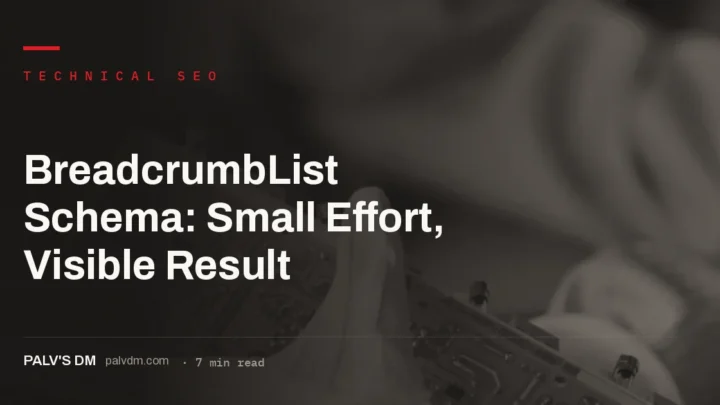 BreadcrumbList schema markup for SEO, technical blueprint background