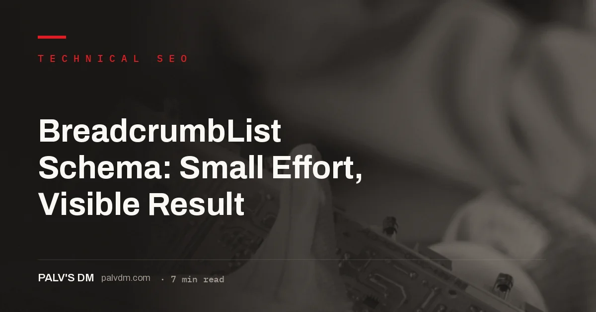 BreadcrumbList schema markup for SEO, technical blueprint background