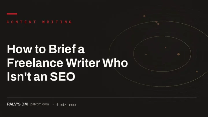 Minimal desk workspace hero image for a blog post about briefing a freelance writer who isn't an SEO