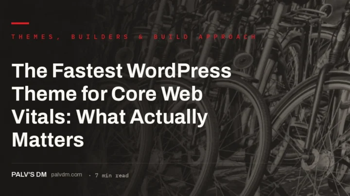 Lightweight WordPress theme dashboard representing Core Web Vitals performance