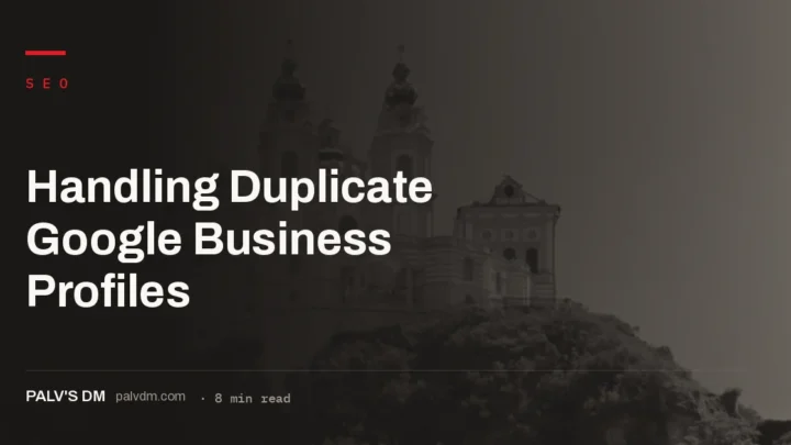 Two duplicate Google Business Profile listings for the same business, one flagged for merging
