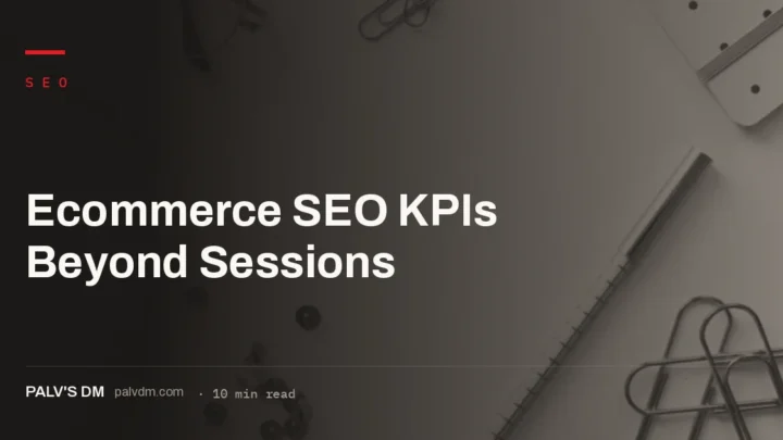 Ledger-style dashboard representing ecommerce SEO KPIs beyond traffic sessions