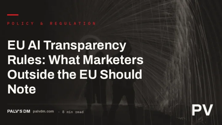Abstract dark background with long-exposure light trails, representing EU AI transparency rules for marketers