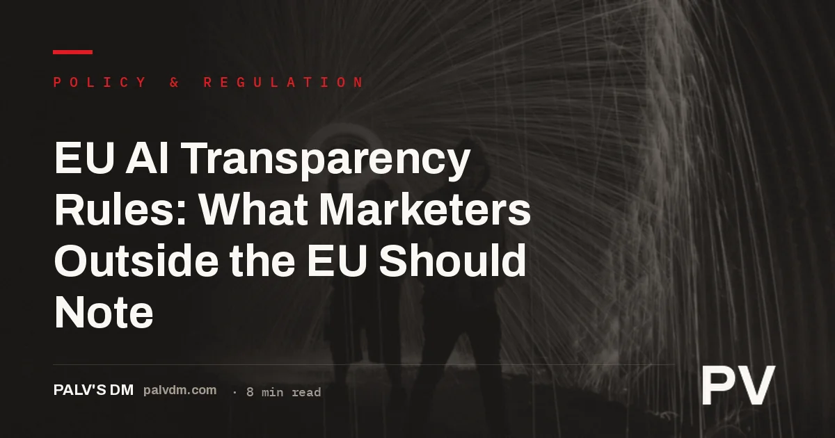 Abstract dark background with long-exposure light trails, representing EU AI transparency rules for marketers