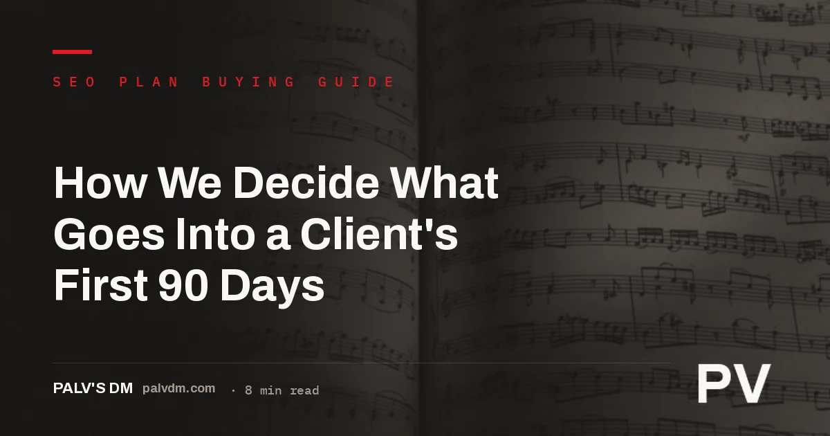Ledger-style checklist illustration for a 90-day SEO plan