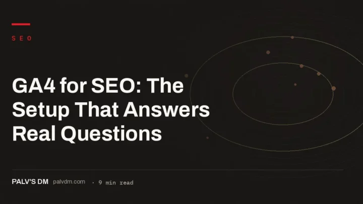 Abstract dark data visualization representing a GA4 setup built for SEO reporting