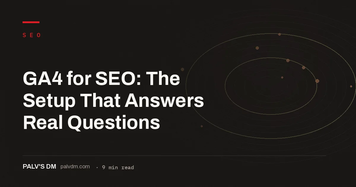 Abstract dark data visualization representing a GA4 setup built for SEO reporting