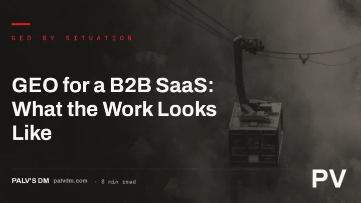 Dark server cable infrastructure representing GEO work for a B2B SaaS company