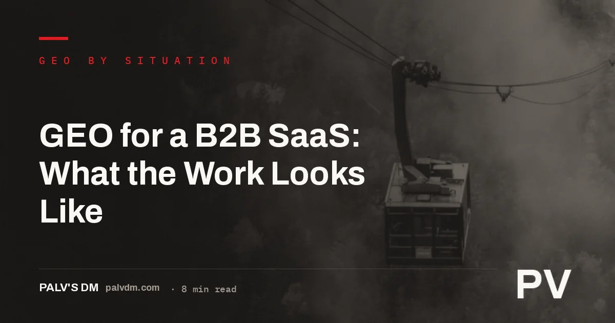 Dark server cable infrastructure representing GEO work for a B2B SaaS company