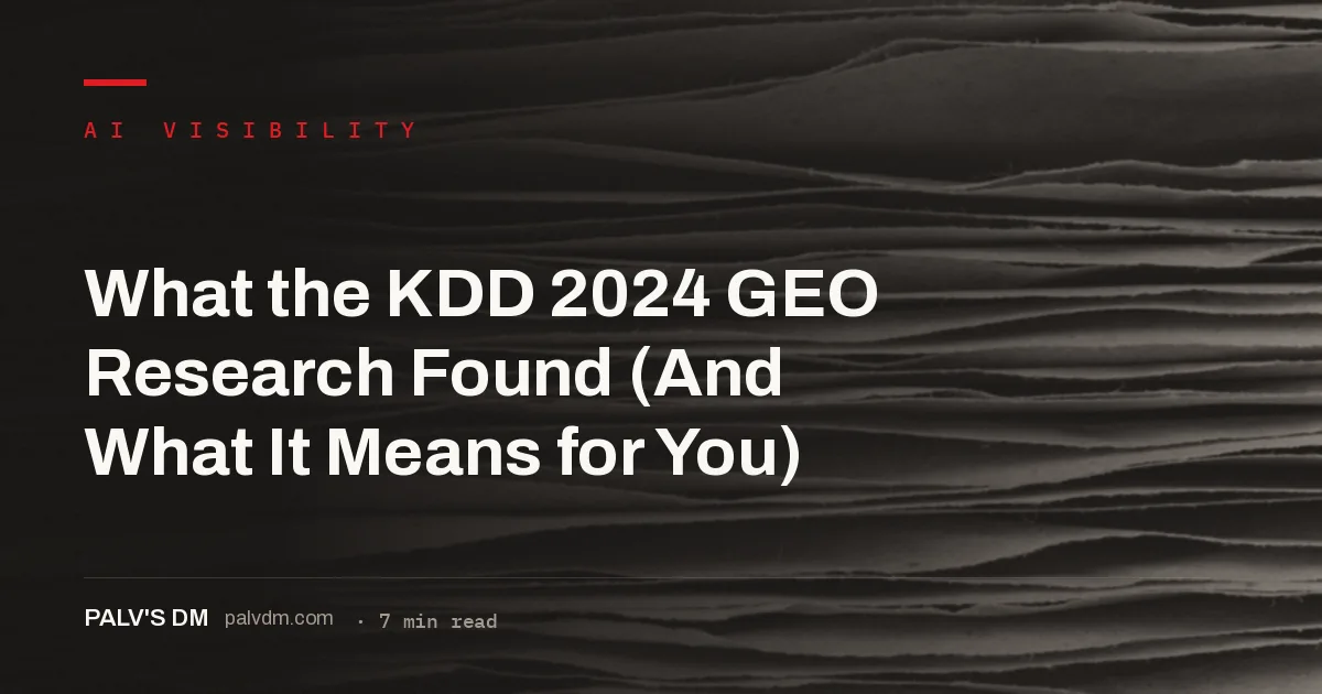 KDD 2024 GEO research findings: which content changes increase AI citation