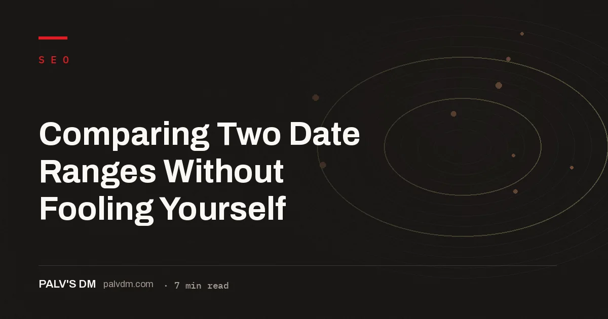 Two overlapping bar charts representing a Google Search Console date range comparison, dark background with red accent lines