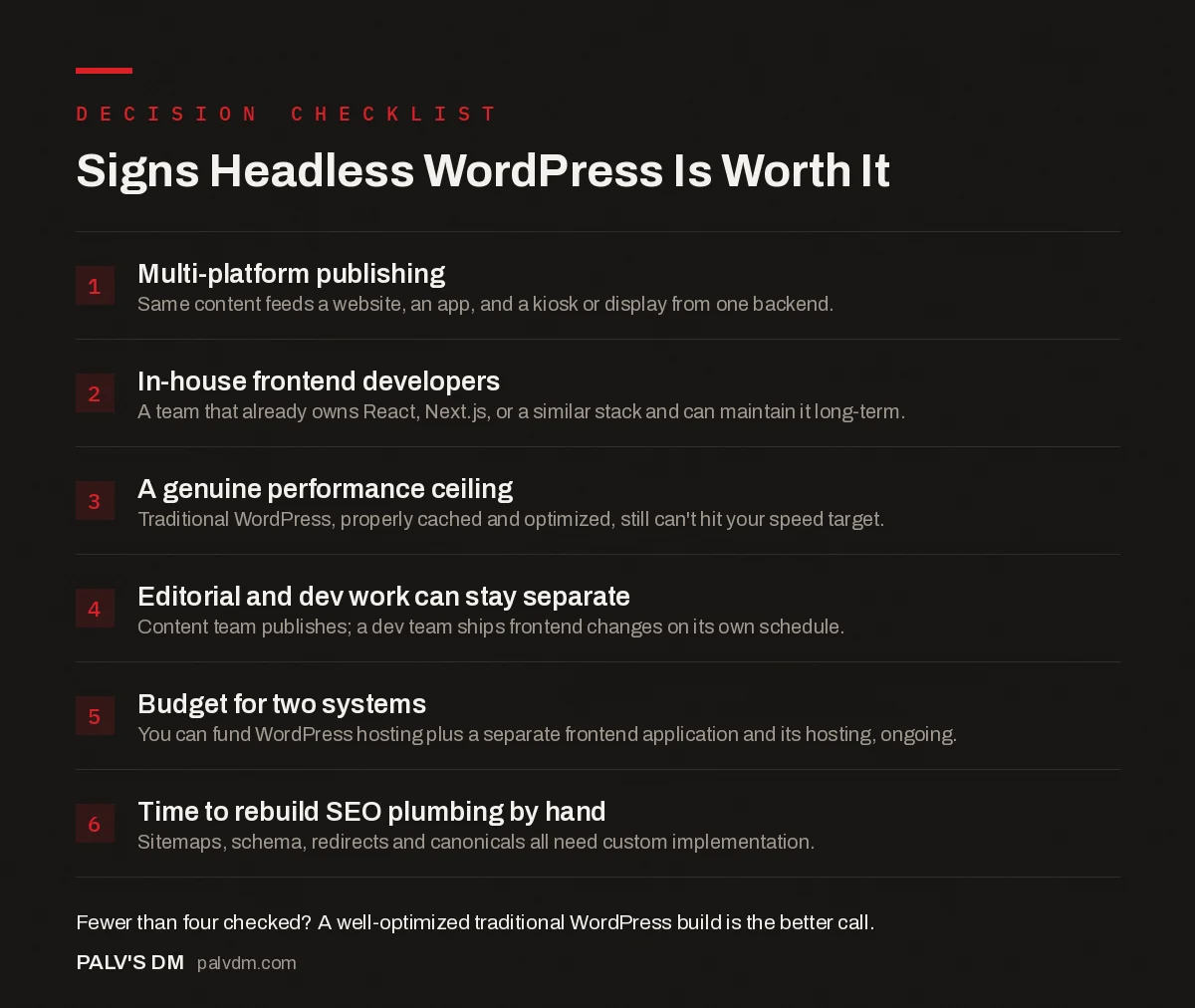 Checklist: signs headless WordPress is worth the complexity