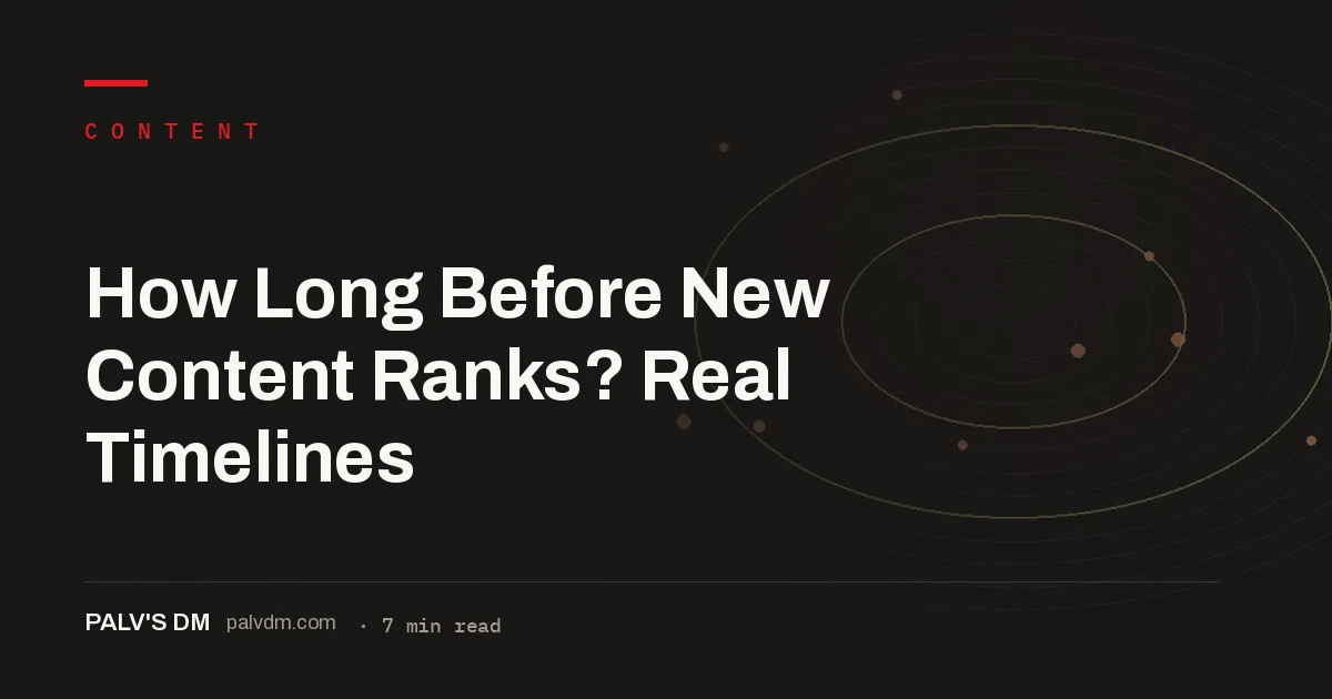 Timeline illustration showing how long new blog content takes to rank on Google, from indexing to stable top-10 position