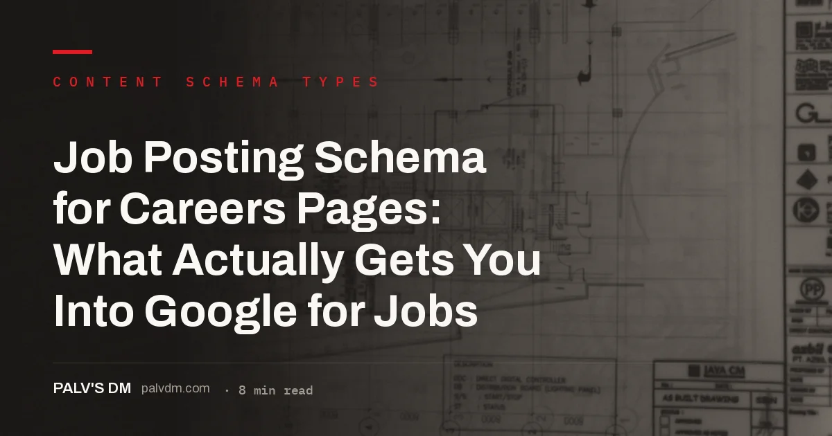 JobPosting schema markup implementation on a careers page