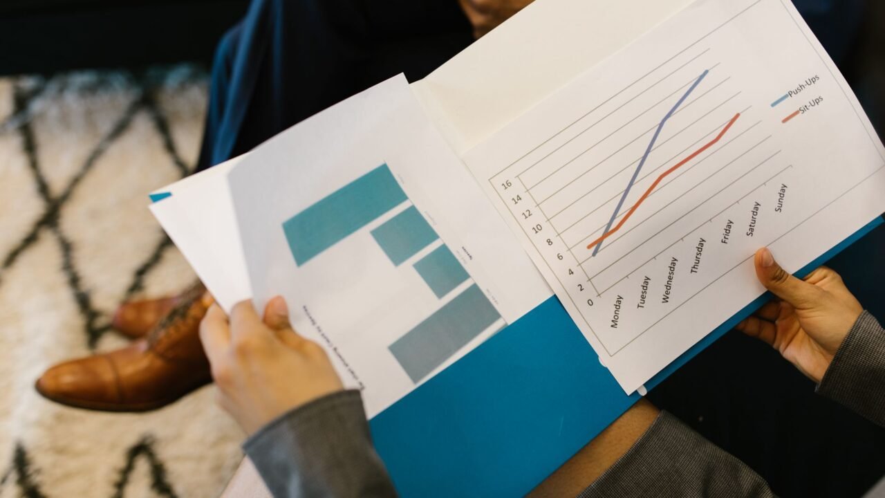 Consultant presenting a keyword research report to a client