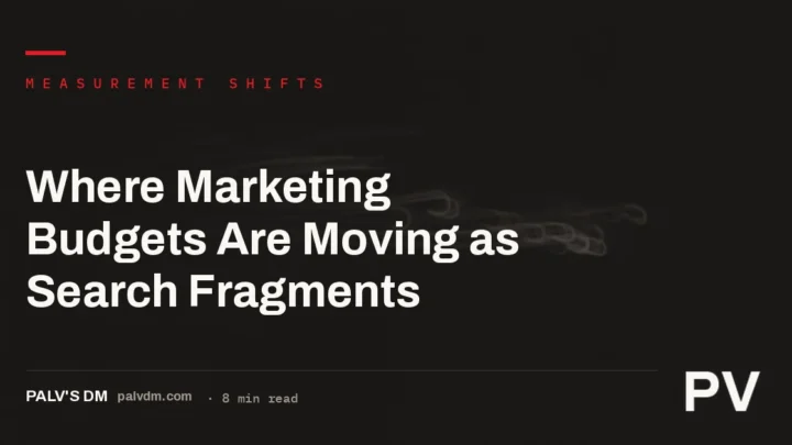 Orbit-style graphic representing marketing budgets moving between search channels as search fragments across AI platforms