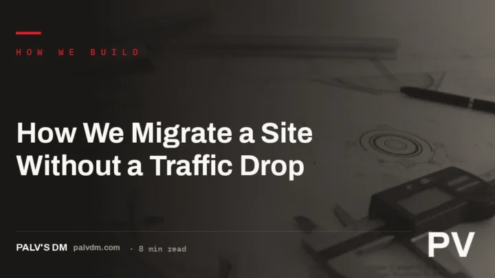 Blueprint-style illustration representing a planned website migration process