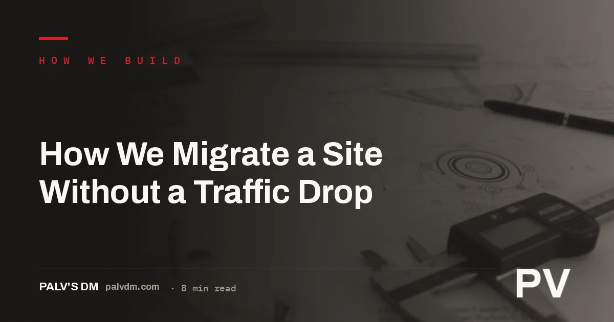 Blueprint-style illustration representing a planned website migration process
