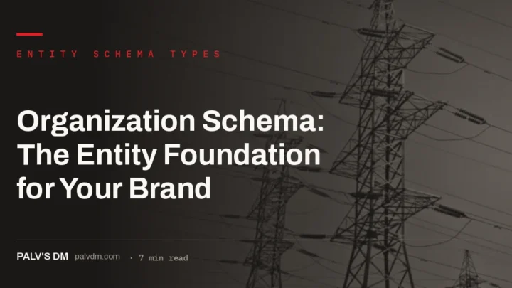 Technical blueprint lines representing Organization schema structure