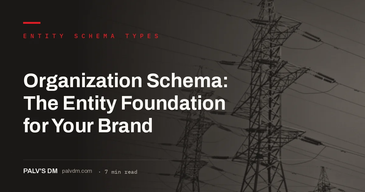 Technical blueprint lines representing Organization schema structure