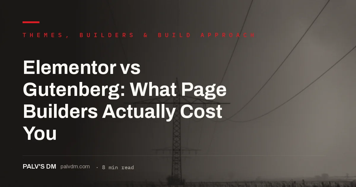 Elementor page builder versus native Gutenberg blocks on a WordPress site