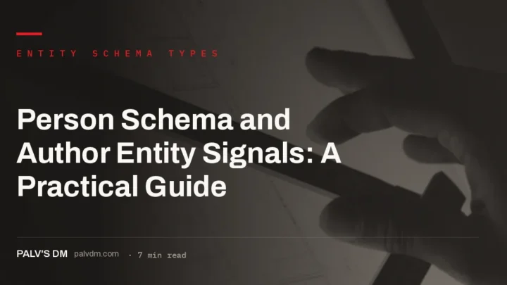 Person schema JSON-LD connecting an author to articles and an organization