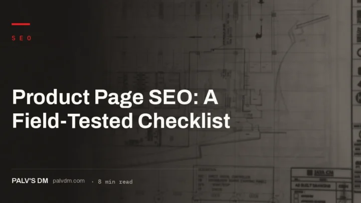 Product page SEO checklist covering titles, descriptions, structured data, images and internal links