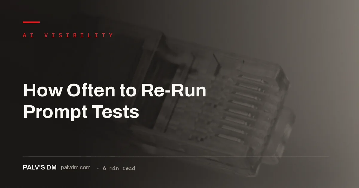 Monthly prompt testing cadence against a fixed set of buyer questions