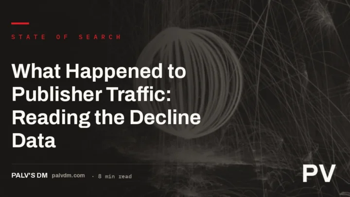 Illustrated hero image for the article on why publisher traffic is declining in the AI search era