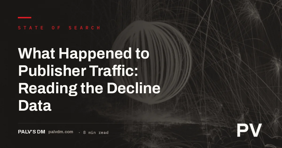 Illustrated hero image for the article on why publisher traffic is declining in the AI search era
