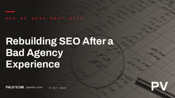 Rebuilding SEO After a Bad Agency Experience — hero image with ledger paper accounting texture background