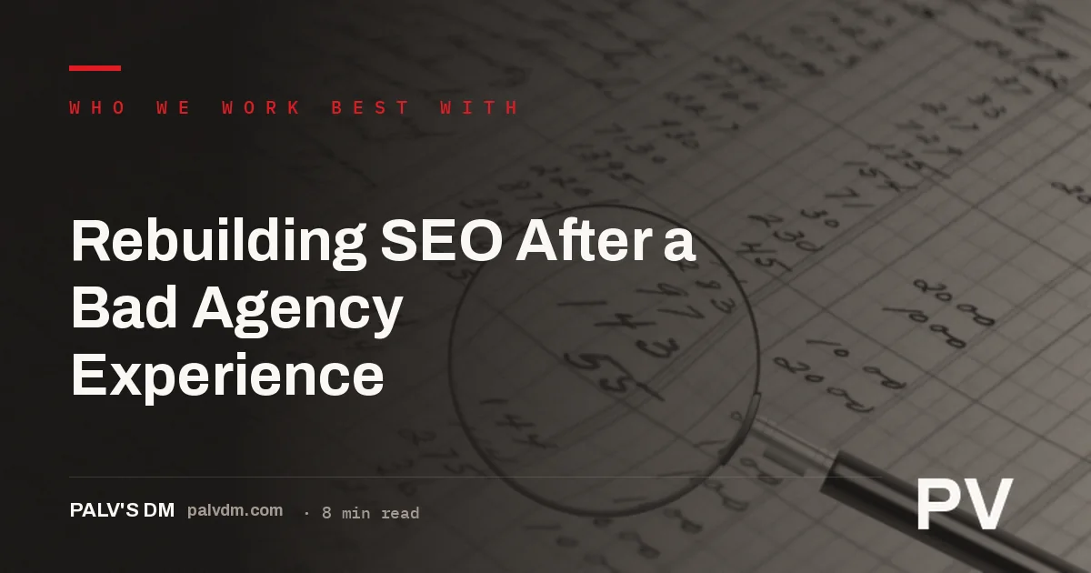 Rebuilding SEO After a Bad Agency Experience — hero image with ledger paper accounting texture background