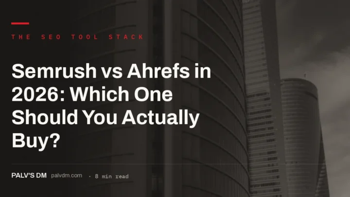 Semrush vs Ahrefs comparison, architectural facade grid concept