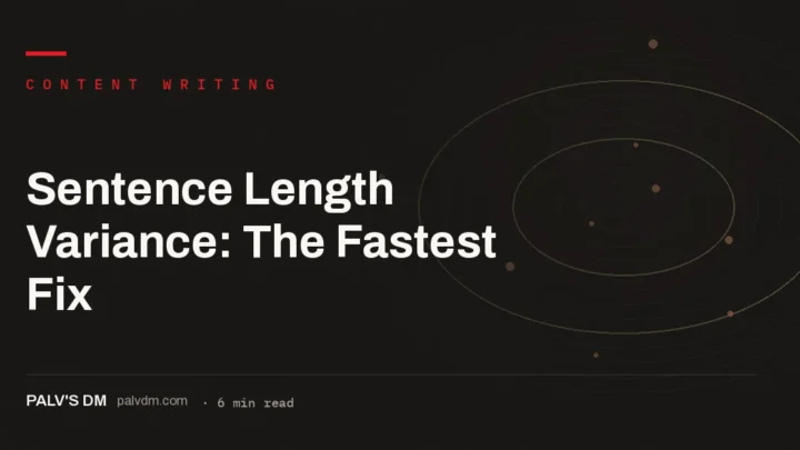 Minimal desk workspace hero image for a blog post about sentence length variance in writing