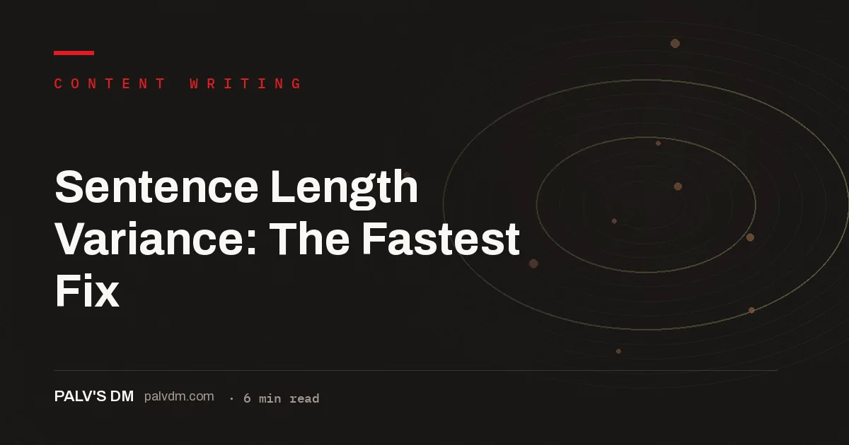 Minimal desk workspace hero image for a blog post about sentence length variance in writing