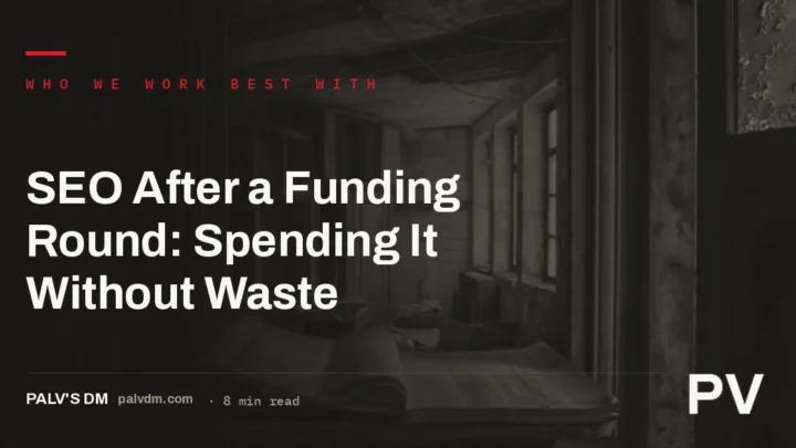 A ledger-paper textured graphic representing SEO budget planning after a funding round