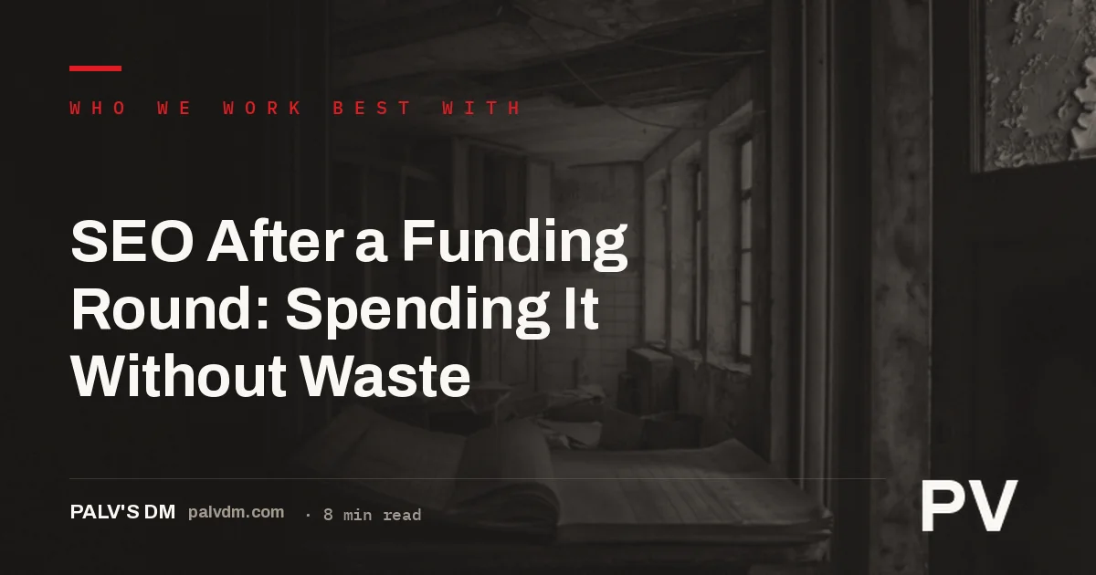 A ledger-paper textured graphic representing SEO budget planning after a funding round
