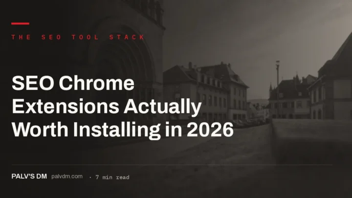 Browser toolbar with SEO Chrome extensions installed for technical audits