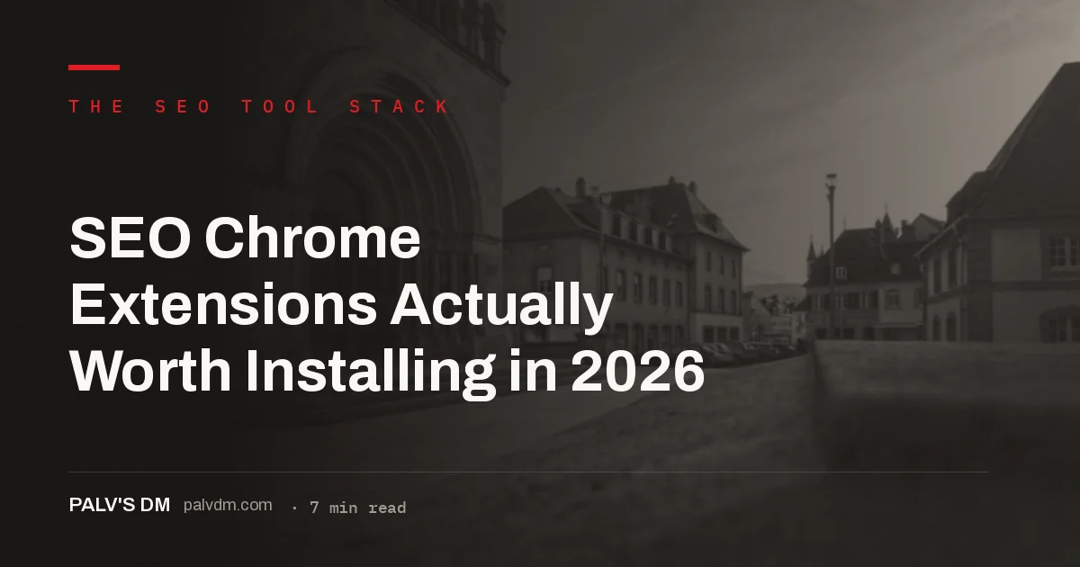 Browser toolbar with SEO Chrome extensions installed for technical audits