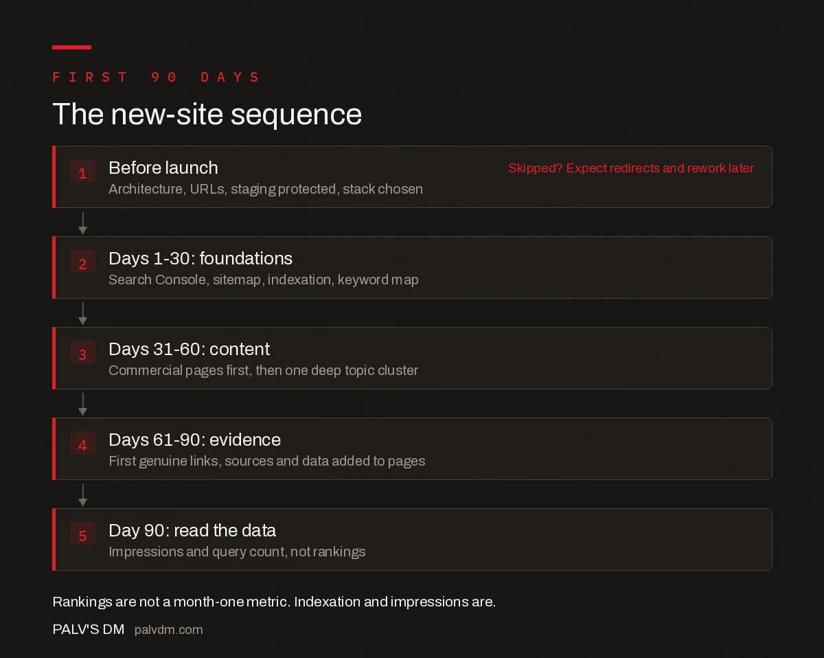 The 90-day SEO sequence for a brand-new website