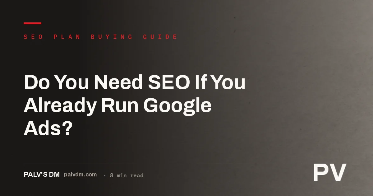 Ledger-style graphic contrasting Google Ads spend with organic SEO investment for the same business