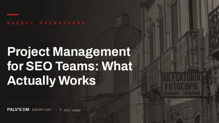Project management workflow board for an SEO team's recurring tasks