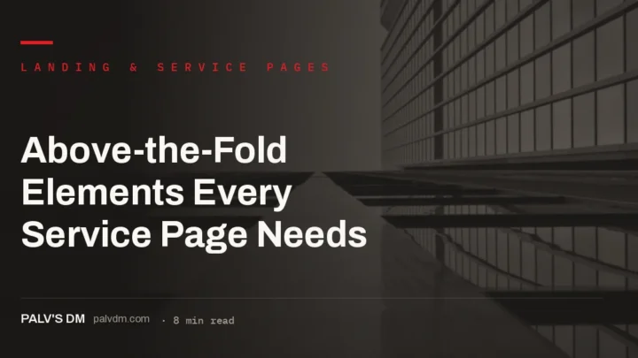 Service page above-the-fold layout, scaffold structure concept